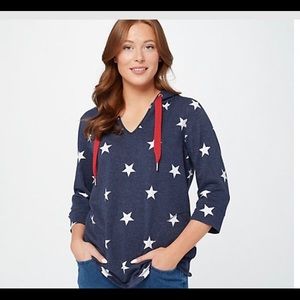 Belle Beach Kim Gravel soft, patriotic hoodie, NWOT.